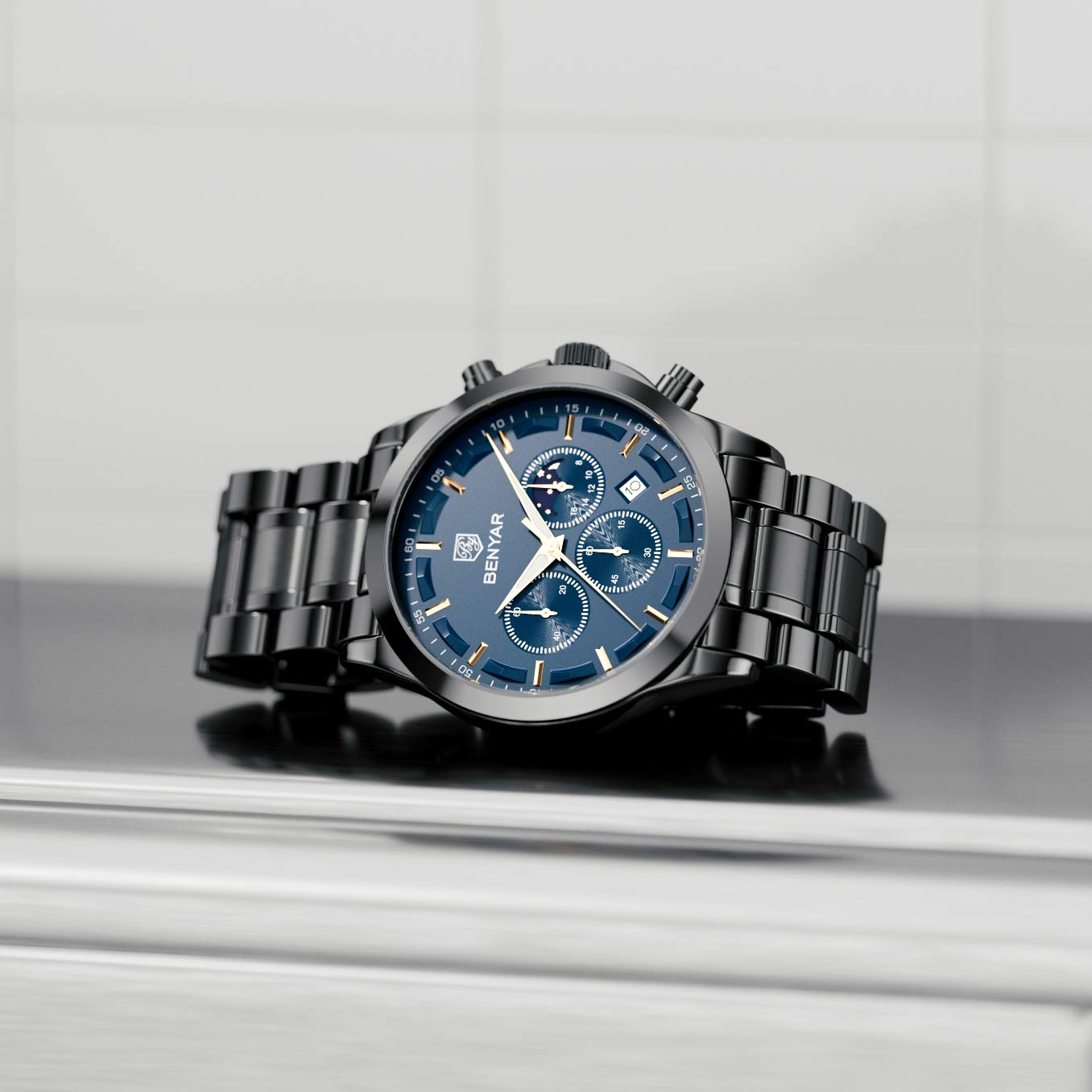 BENYAR™ Men's Stainless Steel Watch Date Waterproof Fashion Simple Classic Men's Wrist Watch